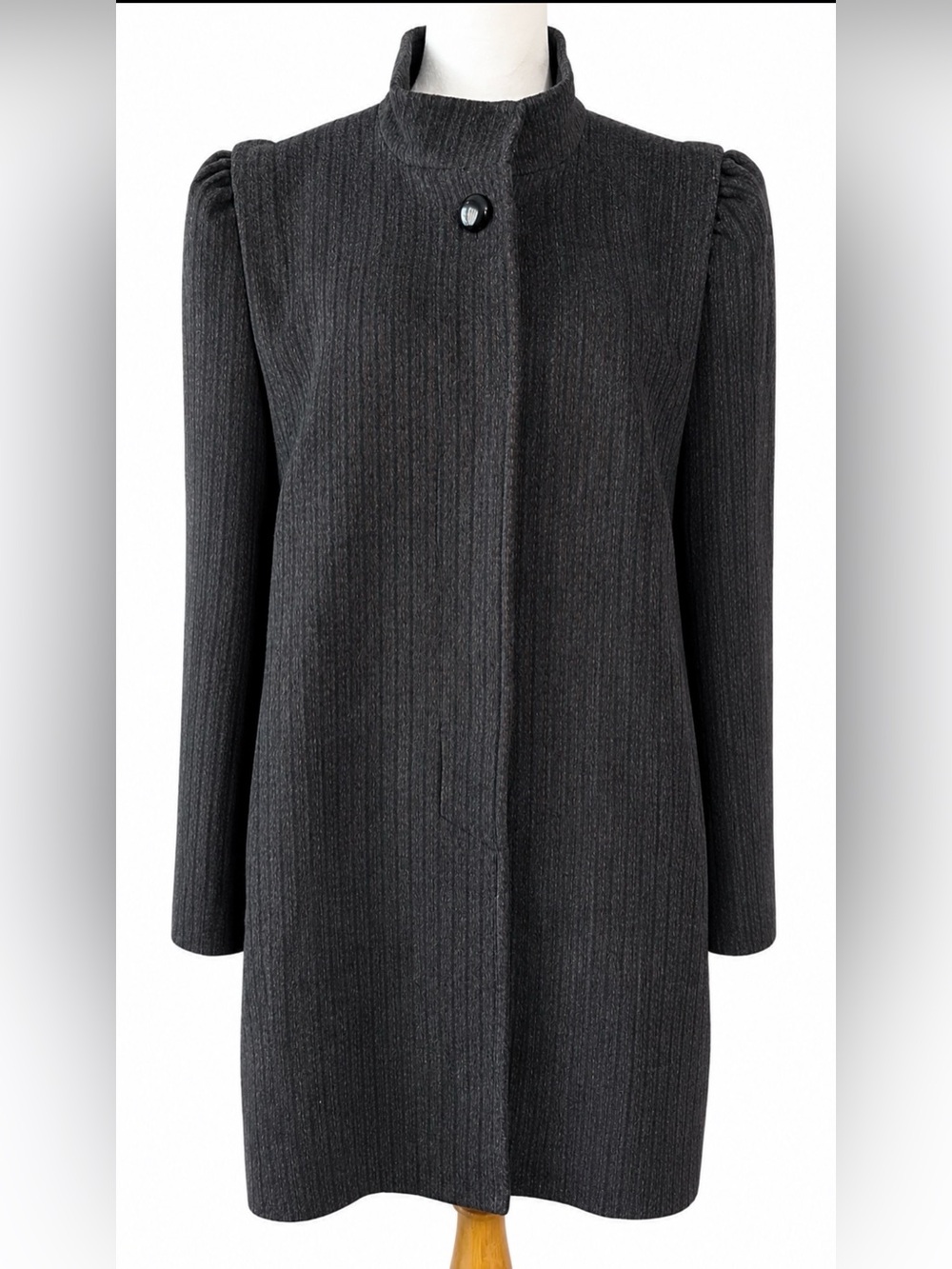 Dark Charcoal Pinstripe Coat - Classic wool cashmere blend Tailored Coat